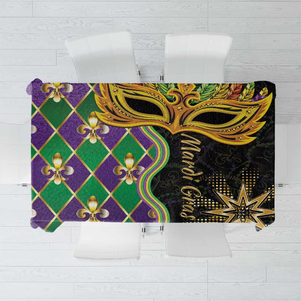 Mardi Gras Tablecloth Gold Mask Unique Style - Wonder Print Shop