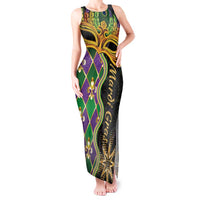 Personalized Mardi Gras Tank Maxi Dress Gold Mask Unique Style - Wonder Print Shop