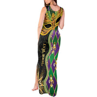 Personalized Mardi Gras Tank Maxi Dress Gold Mask Unique Style - Wonder Print Shop