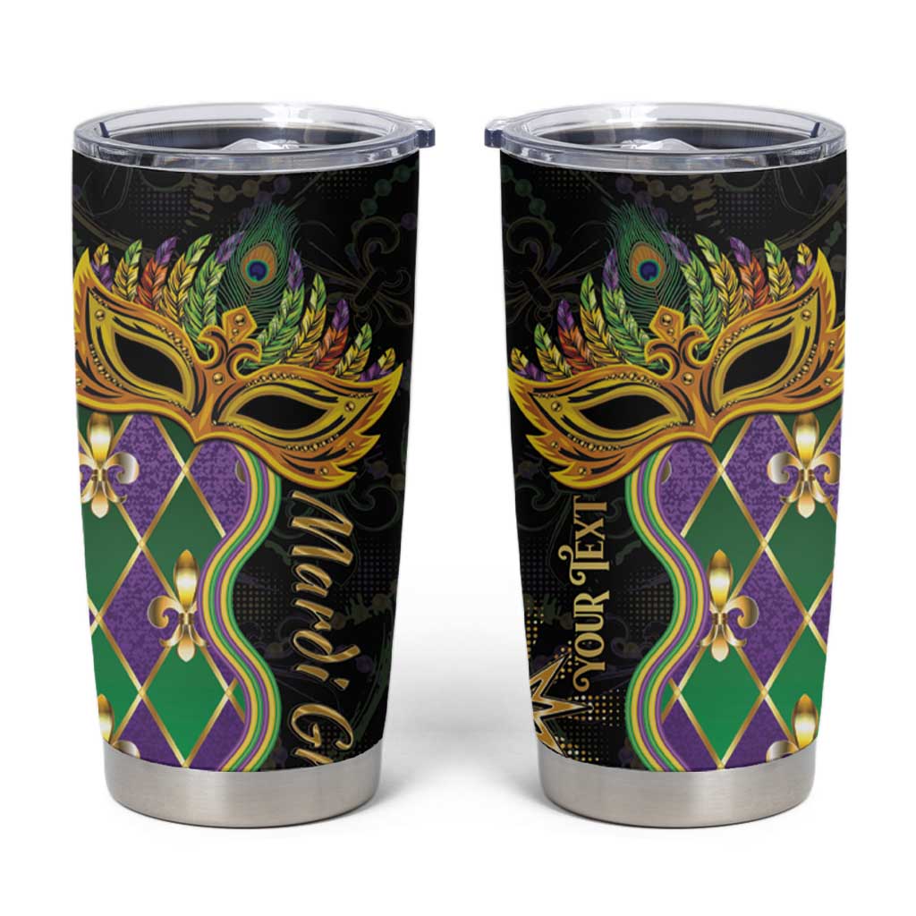 Personalized Mardi Gras Tumbler Cup Gold Mask Unique Style - Wonder Print Shop