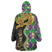 Personalized Mardi Gras Wearable Blanket Hoodie Gold Mask Unique Style - Wonder Print Shop