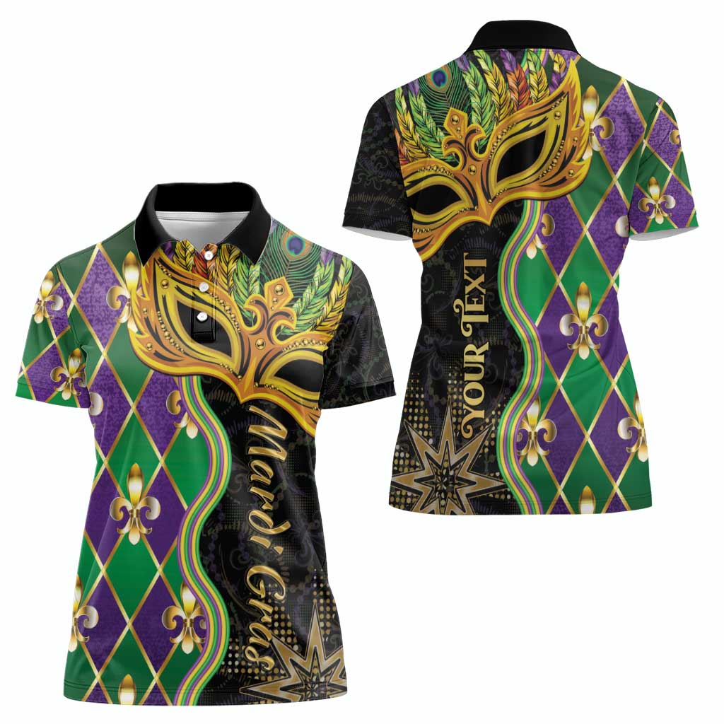 Personalized Mardi Gras Women Polo Shirt Gold Mask Unique Style - Wonder Print Shop