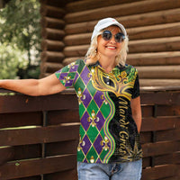 Personalized Mardi Gras Women Polo Shirt Gold Mask Unique Style - Wonder Print Shop