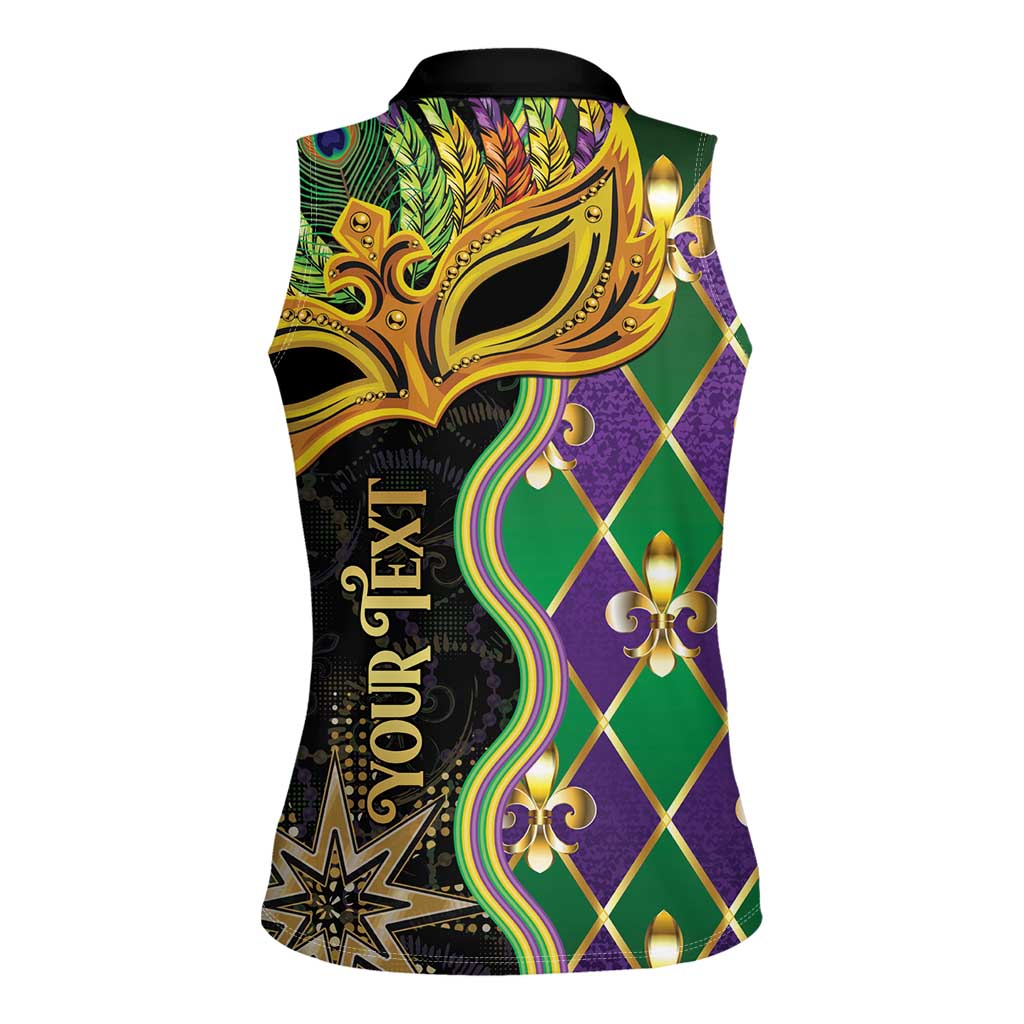 Personalized Mardi Gras Women Sleeveless Polo Shirt Gold Mask Unique Style - Wonder Print Shop