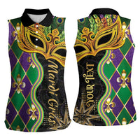 Personalized Mardi Gras Women Sleeveless Polo Shirt Gold Mask Unique Style - Wonder Print Shop