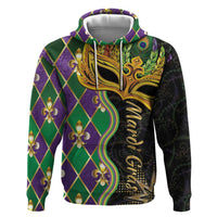 Personalized Mardi Gras Zip Hoodie Gold Mask Unique Style - Wonder Print Shop