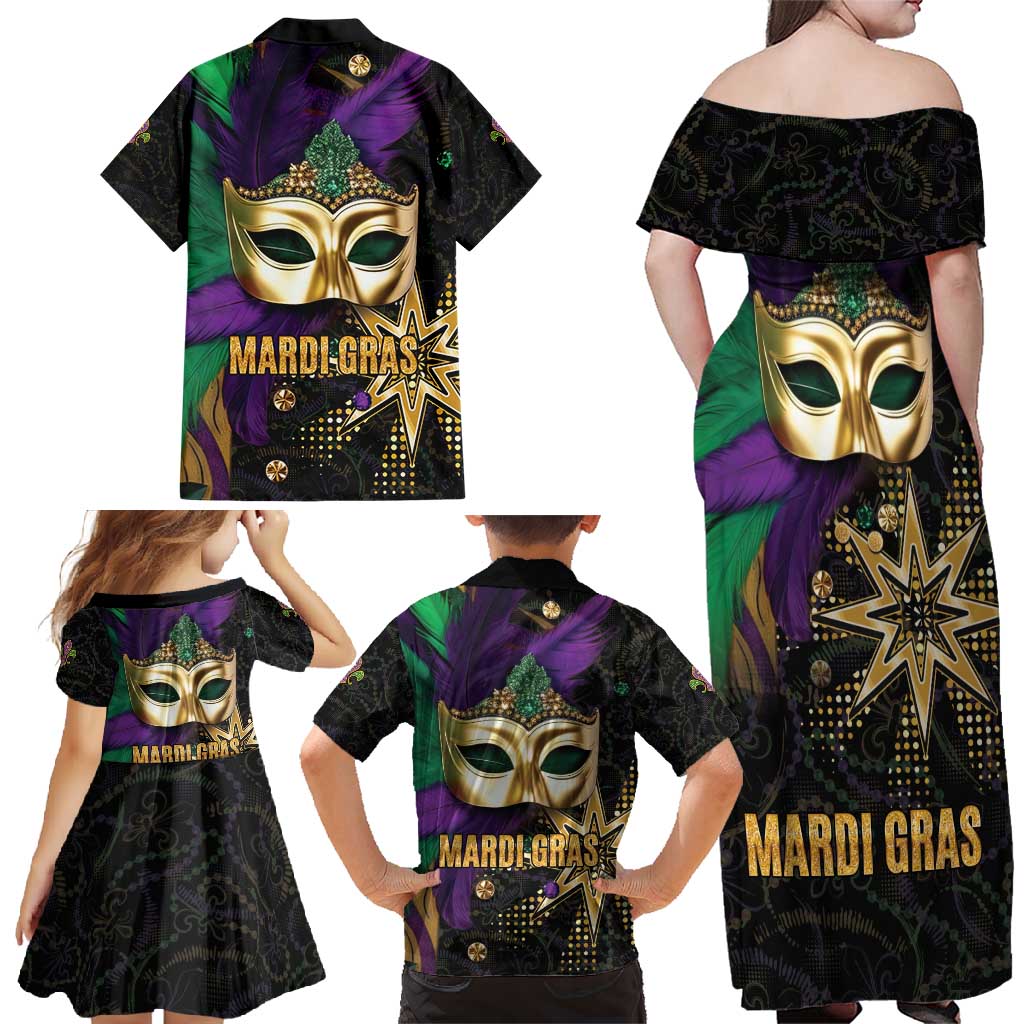 Let The Good Times Roll Mardi Gras Family Matching Off Shoulder Maxi Dress and Hawaiian Shirt Special Version
