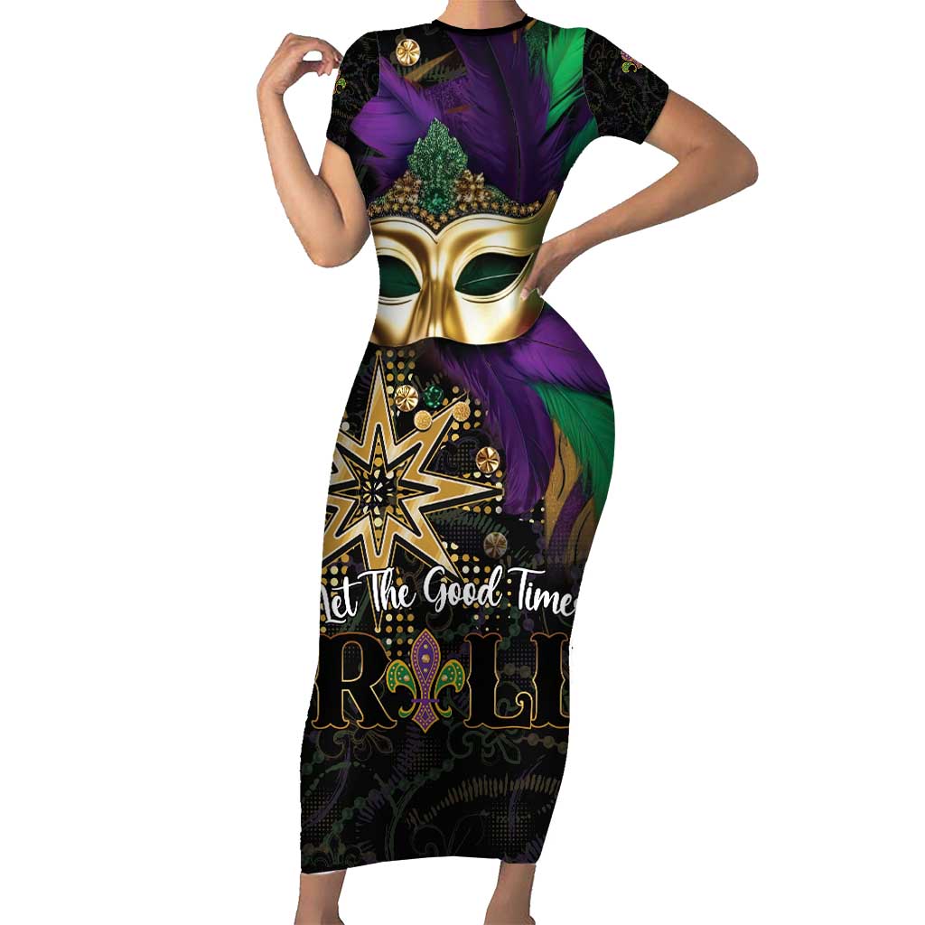 Let The Good Times Roll Mardi Gras Family Matching Short Sleeve Bodycon Dress and Hawaiian Shirt Special Version