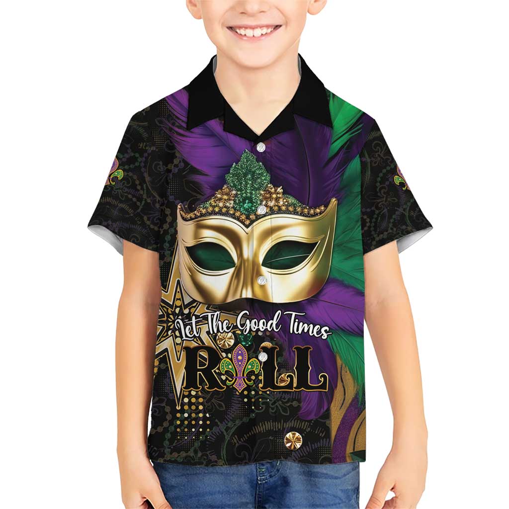 Let The Good Times Roll Mardi Gras Family Matching Short Sleeve Bodycon Dress and Hawaiian Shirt Special Version