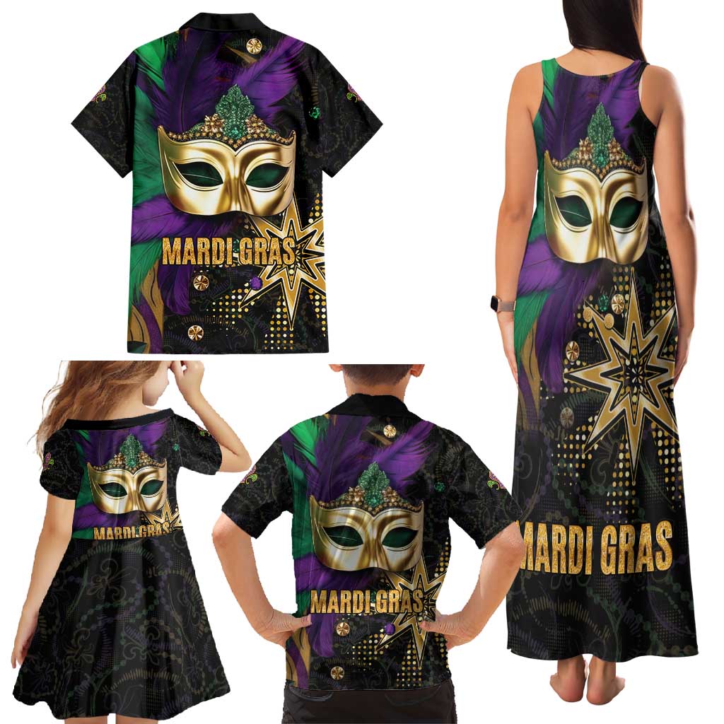 Let The Good Times Roll Mardi Gras Family Matching Tank Maxi Dress and Hawaiian Shirt Special Version