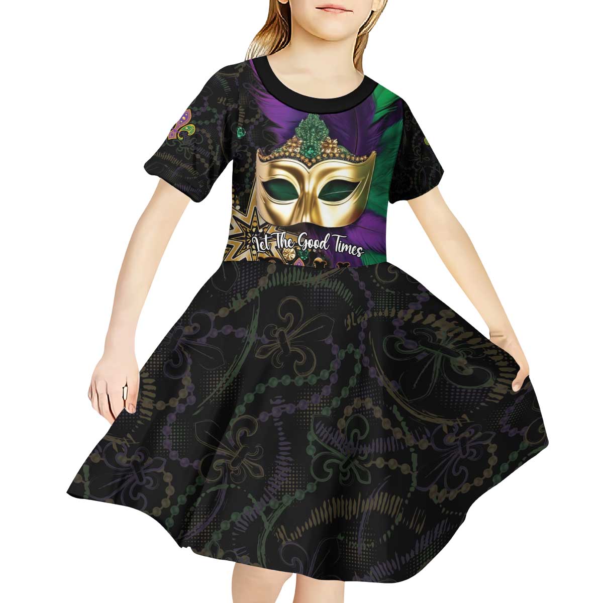 Let The Good Times Roll Mardi Gras Kid Short Sleeve Dress Special Version
