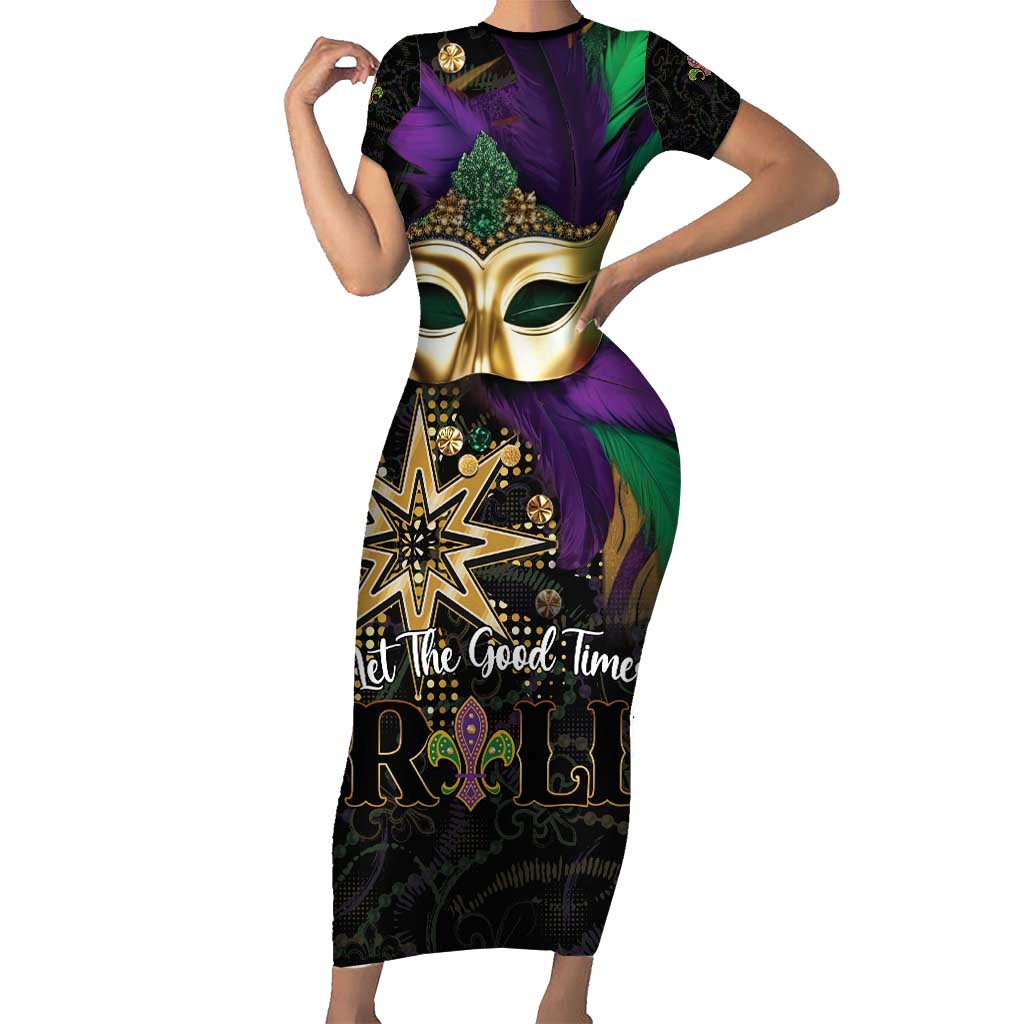 Let The Good Times Roll Mardi Gras Short Sleeve Bodycon Dress Special Version - Wonder Print Shop