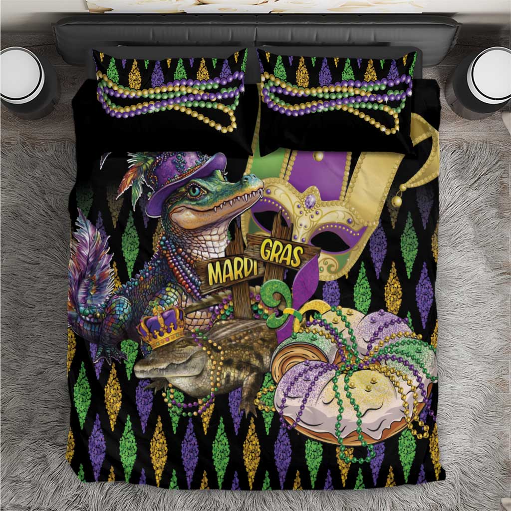 Mardi Gras Alligator Bedding Set Fleur De Lis Glitter Style