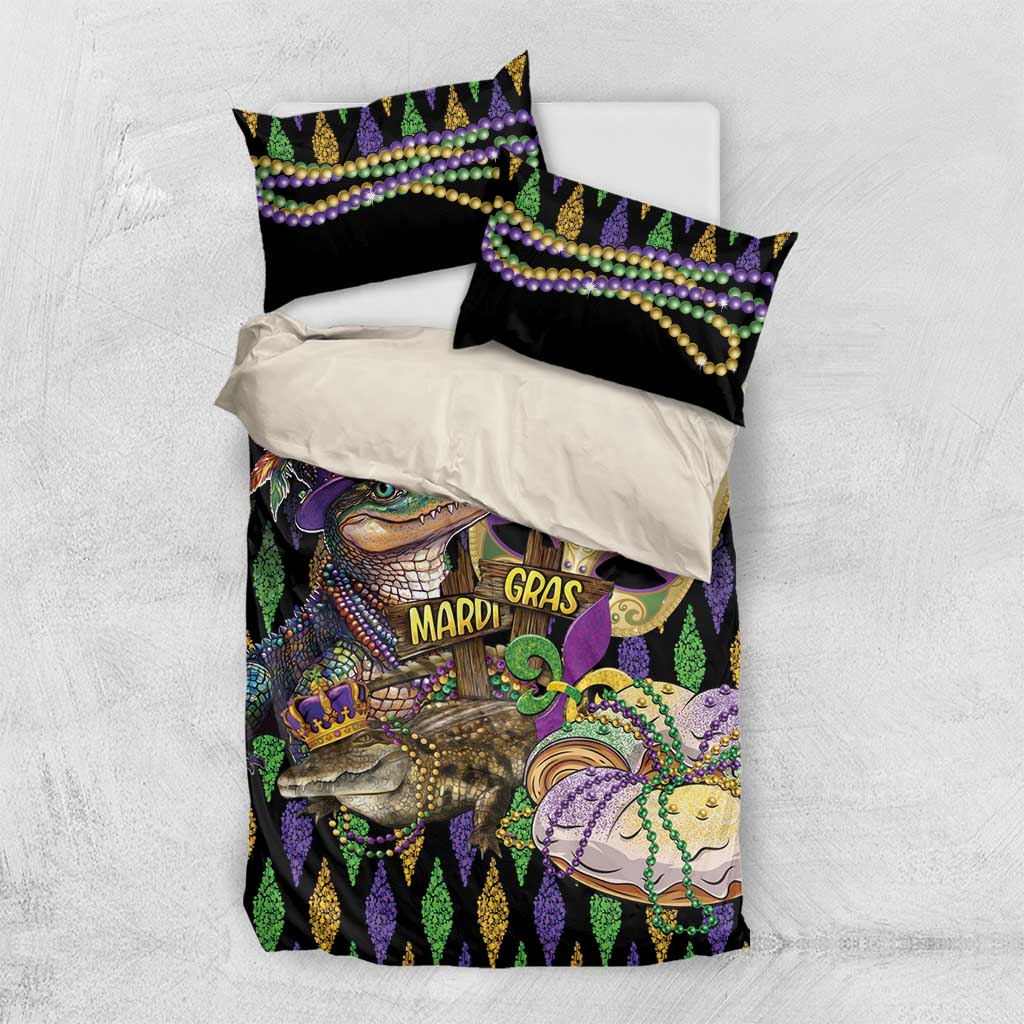 Mardi Gras Alligator Bedding Set Fleur De Lis Glitter Style