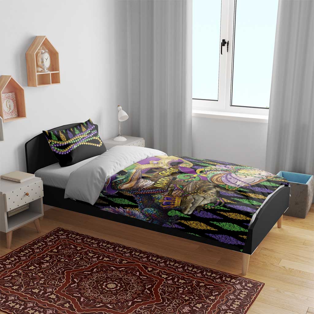 Mardi Gras Alligator Bedding Set Fleur De Lis Glitter Style