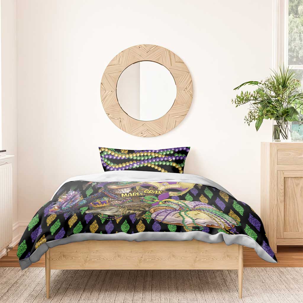 Mardi Gras Alligator Bedding Set Fleur De Lis Glitter Style