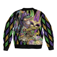 Mardi Gras Alligator Bomber Jacket Fleur De Lis Glitter Style