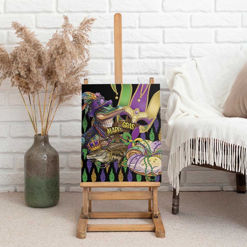 Mardi Gras Alligator Canvas Wall Art Fleur De Lis Glitter Style