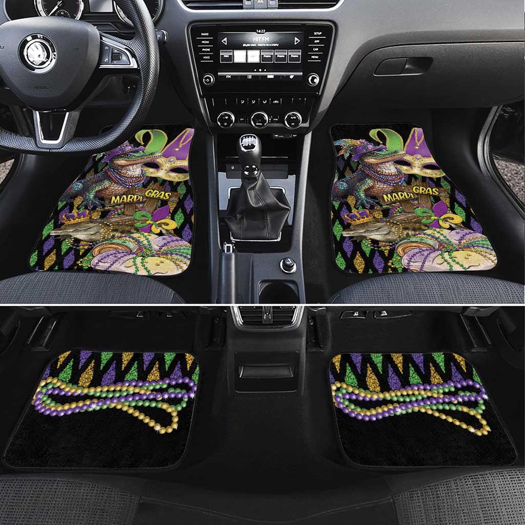 Mardi Gras Alligator Car Mats Fleur De Lis Glitter Style