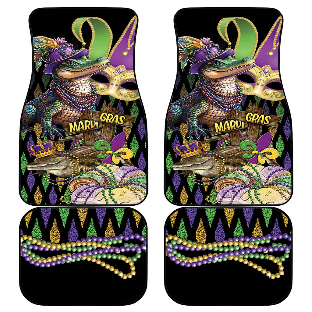 Mardi Gras Alligator Car Mats Fleur De Lis Glitter Style