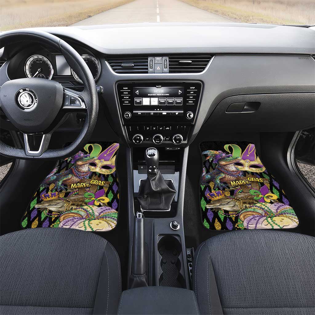 Mardi Gras Alligator Car Mats Fleur De Lis Glitter Style