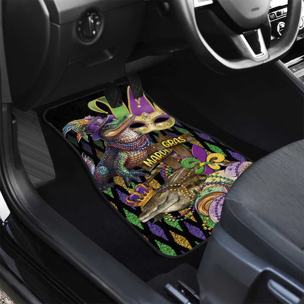 Mardi Gras Alligator Car Mats Fleur De Lis Glitter Style