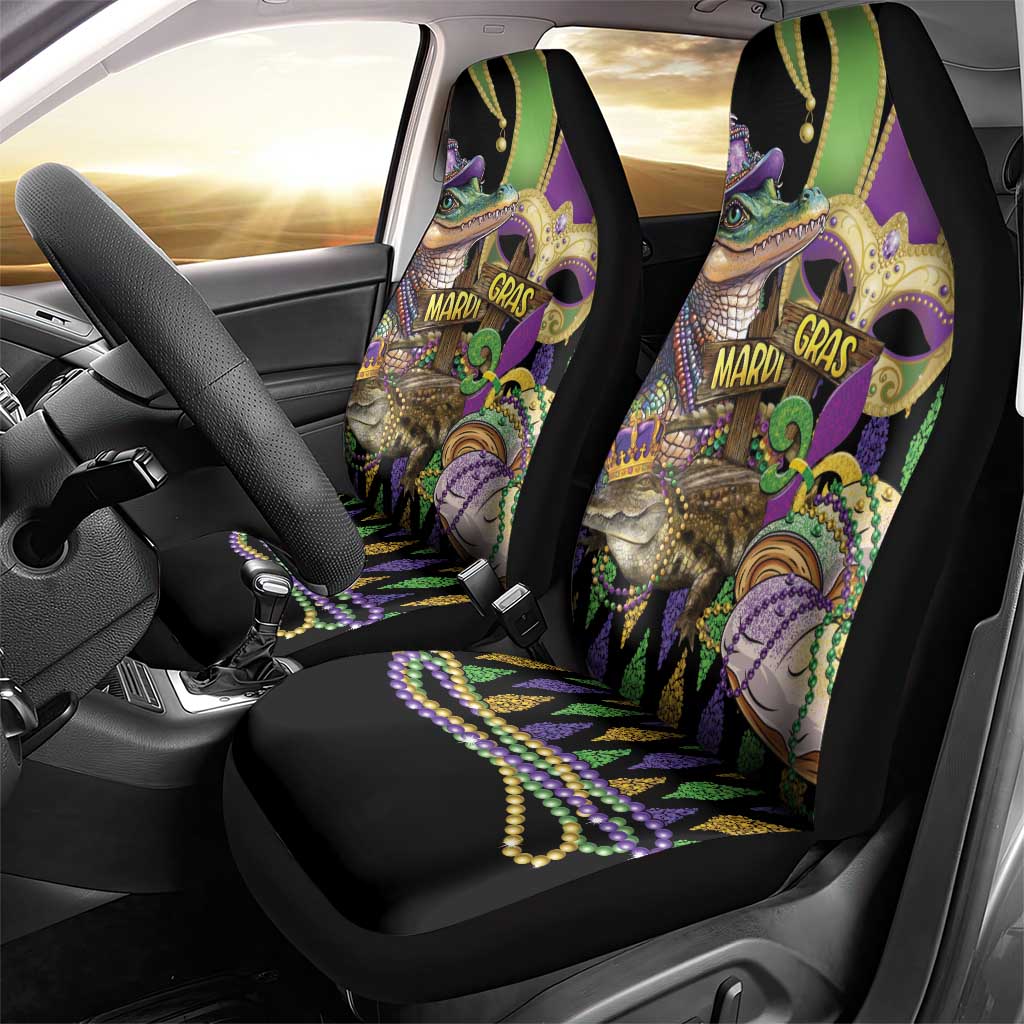Mardi Gras Alligator Car Seat Cover Fleur De Lis Glitter Style