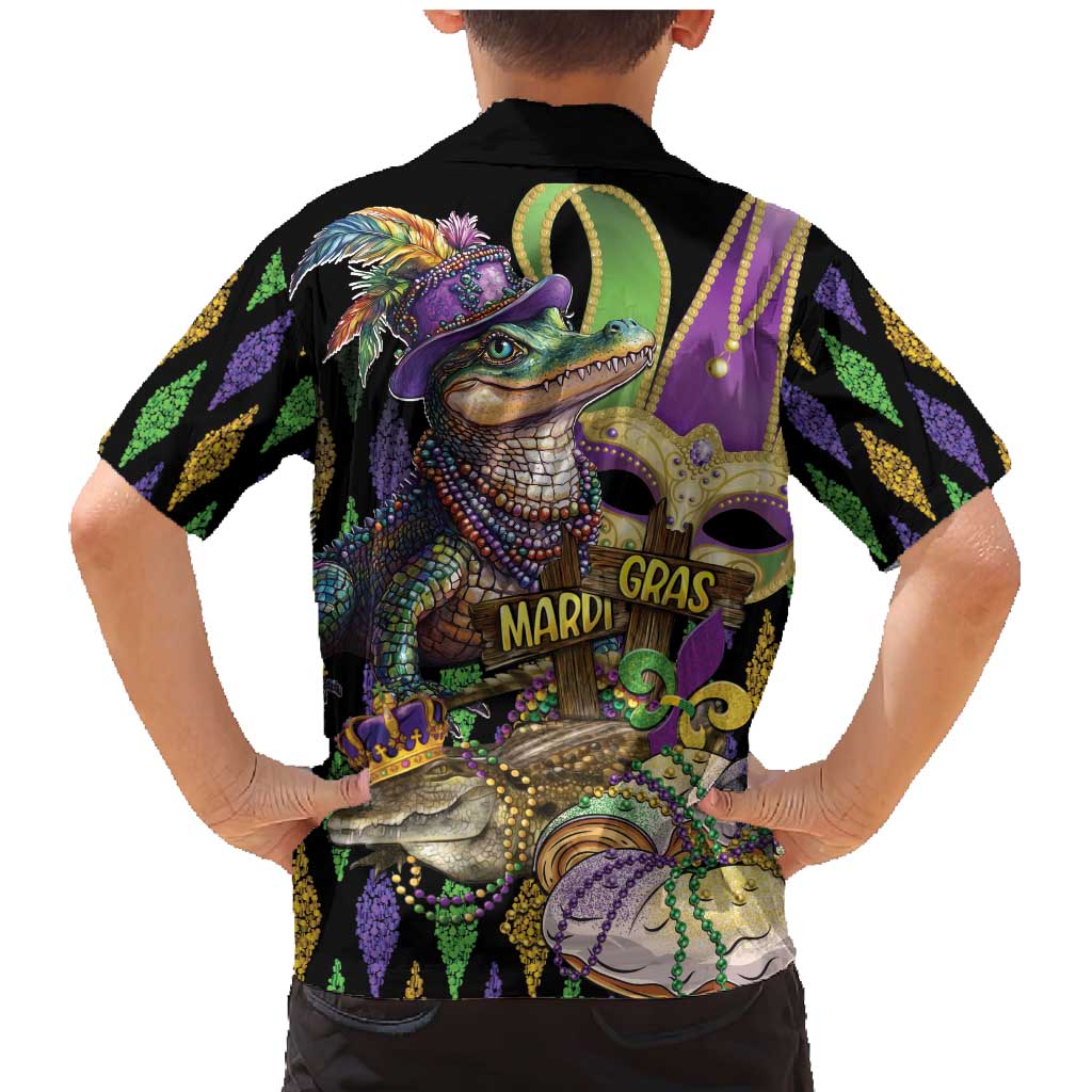 Mardi Gras Alligator Family Matching Mermaid Dress and Hawaiian Shirt Fleur De Lis Glitter Style