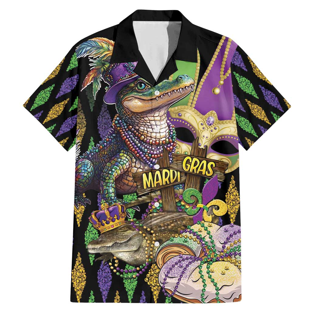 Mardi Gras Alligator Family Matching Mermaid Dress and Hawaiian Shirt Fleur De Lis Glitter Style