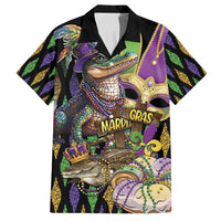 Mardi Gras Alligator Family Matching Off Shoulder Short Dress and Hawaiian Shirt Fleur De Lis Glitter Style
