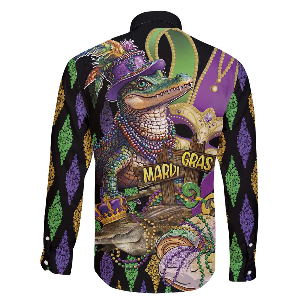 Mardi Gras Alligator Family Matching Puletasi and Hawaiian Shirt Fleur De Lis Glitter Style
