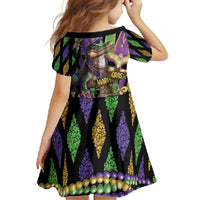 Mardi Gras Alligator Family Matching Short Sleeve Bodycon Dress and Hawaiian Shirt Fleur De Lis Glitter Style
