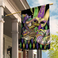 Mardi Gras Alligator Garden Flag Fleur De Lis Glitter Style