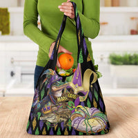 Mardi Gras Alligator Grocery Bag Fleur De Lis Glitter Style
