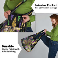Mardi Gras Alligator Grocery Bag Fleur De Lis Glitter Style