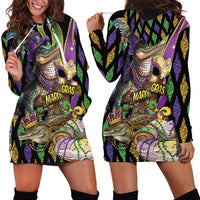 Mardi Gras Alligator Hoodie Dress Fleur De Lis Glitter Style
