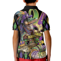 Mardi Gras Alligator Kid Polo Shirt Fleur De Lis Glitter Style