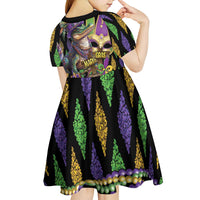 Mardi Gras Alligator Kid Short Sleeve Dress Fleur De Lis Glitter Style