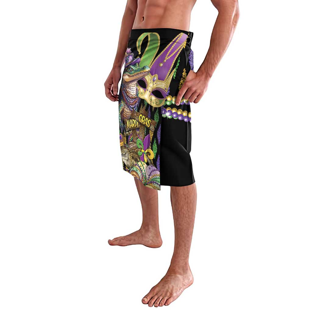 Mardi Gras Alligator Lavalava Fleur De Lis Glitter Style