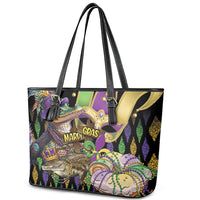 Mardi Gras Alligator Leather Tote Bag Fleur De Lis Glitter Style