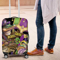 Mardi Gras Alligator Luggage Cover Fleur De Lis Glitter Style