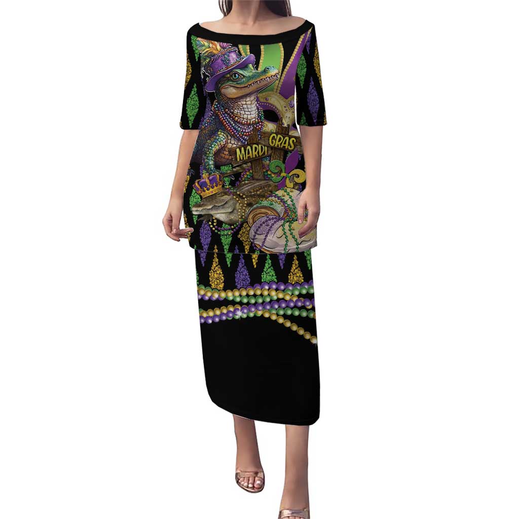 Mardi Gras Alligator Puletasi Fleur De Lis Glitter Style - Wonder Print Shop