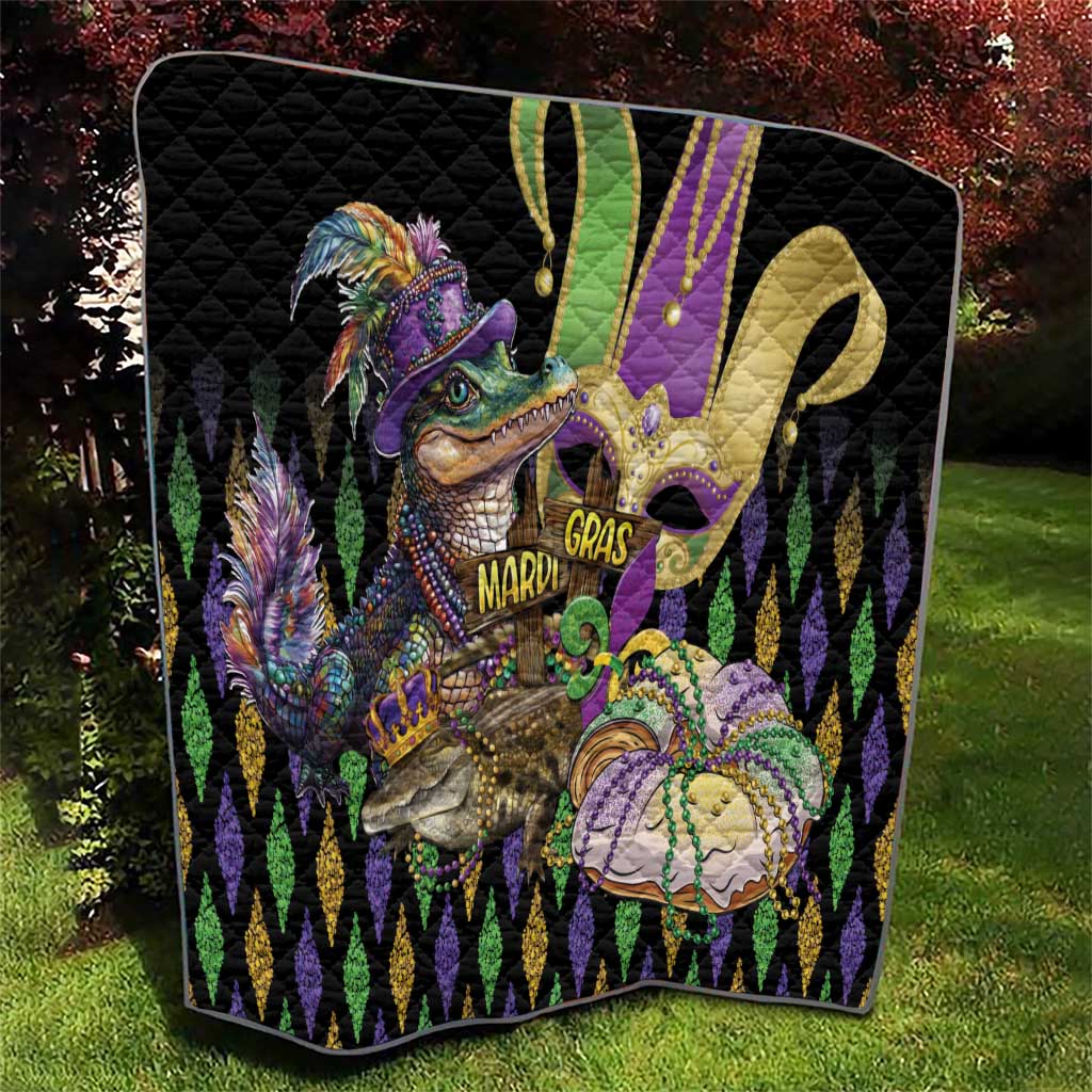 Mardi Gras Alligator Quilt Fleur De Lis Glitter Style - Wonder Print Shop