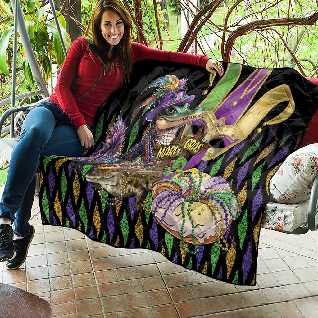 Mardi Gras Alligator Quilt Fleur De Lis Glitter Style - Wonder Print Shop