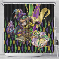 Mardi Gras Alligator Shower Curtain Fleur De Lis Glitter Style - Wonder Print Shop