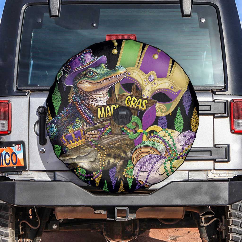 Mardi Gras Alligator Spare Tire Cover Fleur De Lis Glitter Style - Wonder Print Shop