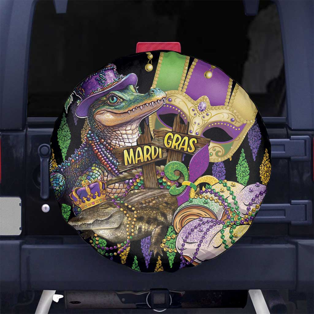 Mardi Gras Alligator Spare Tire Cover Fleur De Lis Glitter Style - Wonder Print Shop
