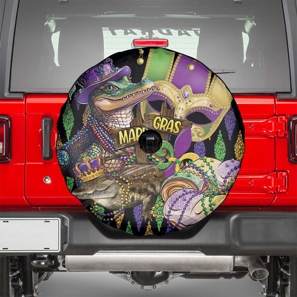 Mardi Gras Alligator Spare Tire Cover Fleur De Lis Glitter Style - Wonder Print Shop