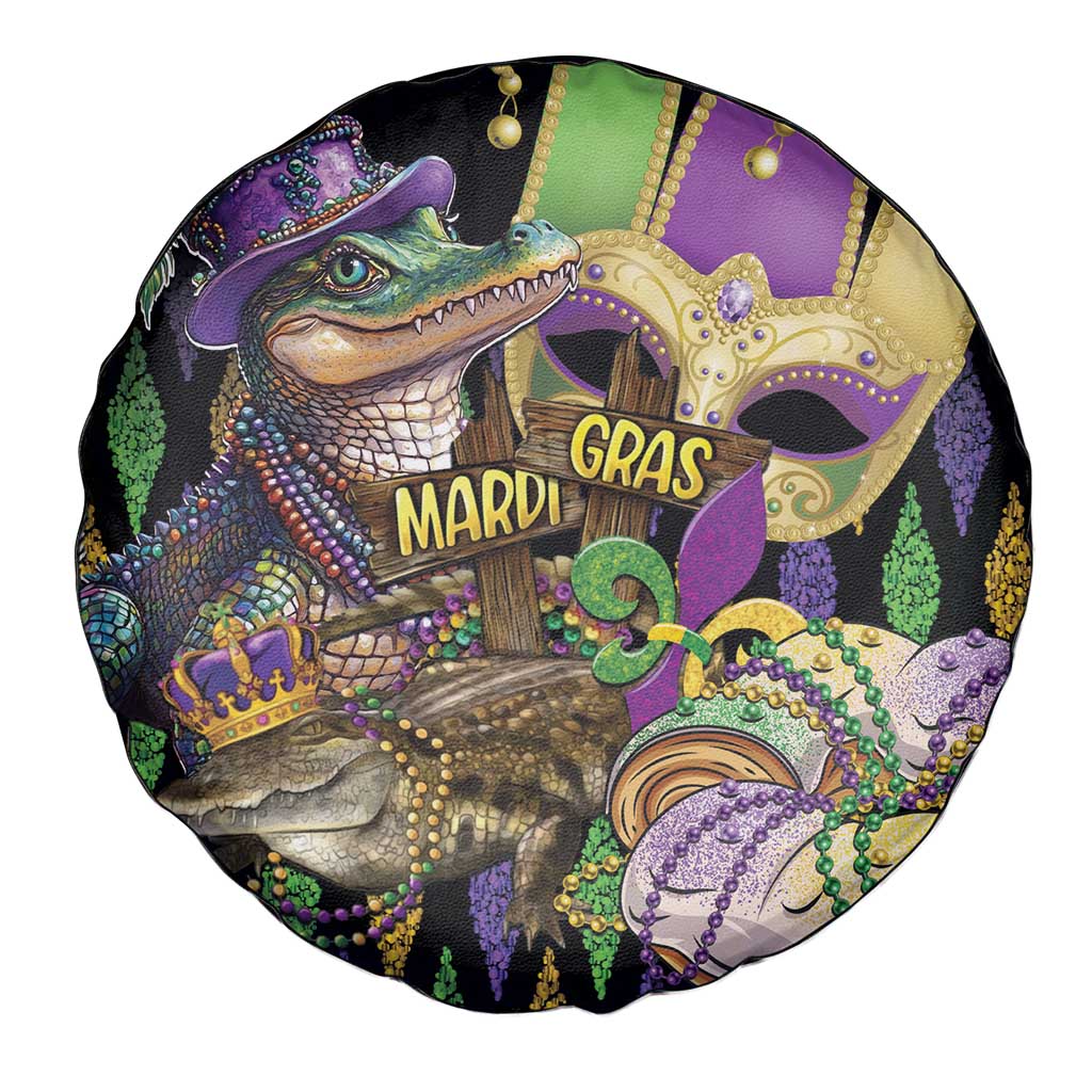 Mardi Gras Alligator Spare Tire Cover Fleur De Lis Glitter Style - Wonder Print Shop