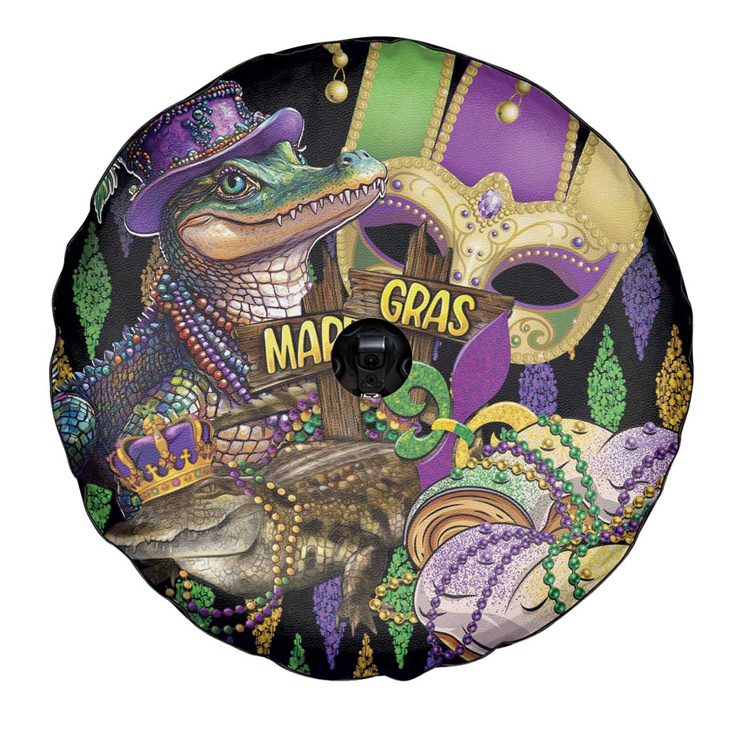 Mardi Gras Alligator Spare Tire Cover Fleur De Lis Glitter Style - Wonder Print Shop